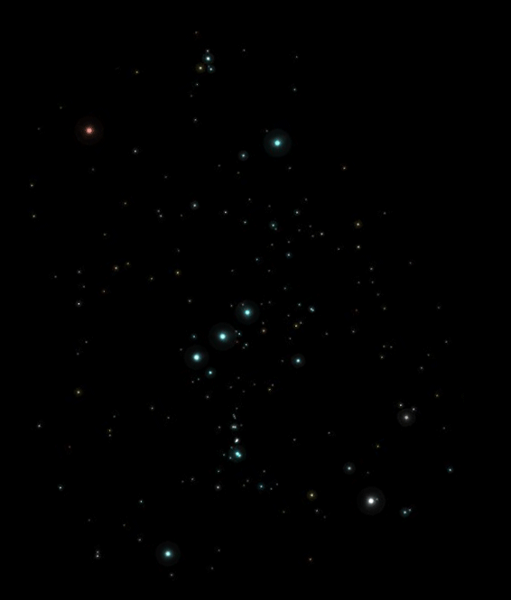 The constellation Orion the Hunter, with connecting lines drawn between its stars