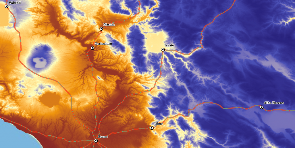 Elevation data to help model the difficulty in getting from one place to another.