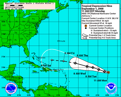 Tracking Hurricane Ike with models. Notice how short-term predictions are pretty accurate. Click image watch this model animated. via.