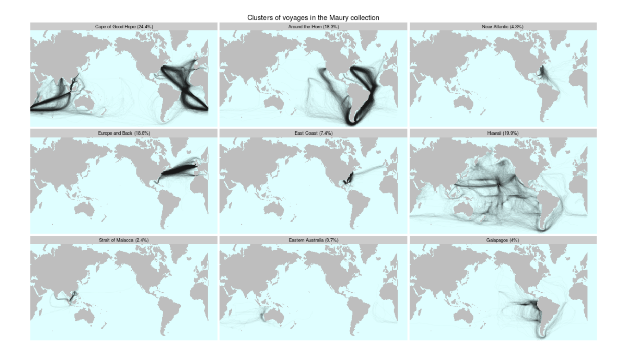 Figure 2: Clusters of voyages in the Maury Collection generated by a s…
