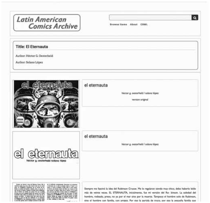 Figure 3. Screen shot of page view on the Omeka platform.