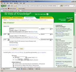 Figure 4.2: ISI Web of Knowledge search interface