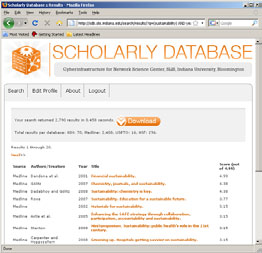 Figure 4.10: Scholarly Database ‘Search’ and ‘Browse’ interface