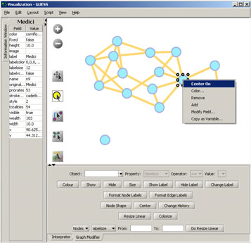 Figure 4.12: GUESS ‘Information, ‘Visualization’, and ’Graph Modifier’ windows
