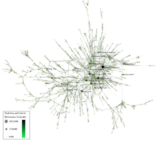 Figure 5.27: The largest component of MEDLINE Co‐authorship Network about RNAi